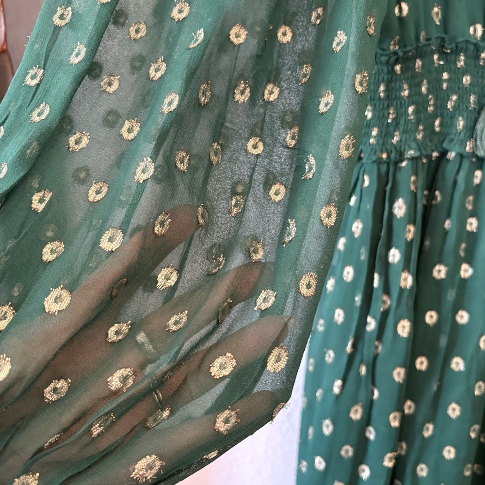 Ranna Gill Anthropologie Hazel Embroidered Tunic Sz M Long Slv Peasant Smocked - Picture 12 of 15